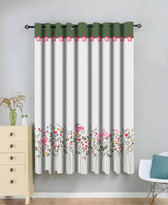 Goal 214 cm (7 ft) Door Polyester Room Darkening Curtain Single Curtain(Green, Printed)