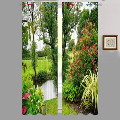 S4v 274 cm (9 ft) Polyester Room Darkening Long Door Curtain (Pack Of 2)(Floral, Green)