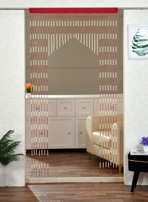 GOYTEX 213.36 cm (7 ft) PVC Semi Transparent Door Curtain Single Curtain(Self Design, Red)