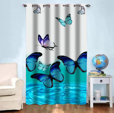 BEST FAB 154 cm (5 ft) Window Polyester Room Darkening Curtain Single Curtain(Purple, Printed)
