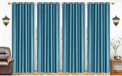 shopgallery 153 cm (5 ft) Polyester Room Darkening Window Curtain (Pack Of 4)(Plain, Aqua)