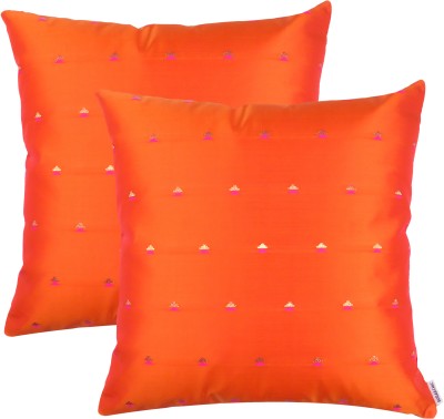 Sugarchic Embroidered Cushions Cover(Pack of 2, 40 cm*40 cm, Orange)
