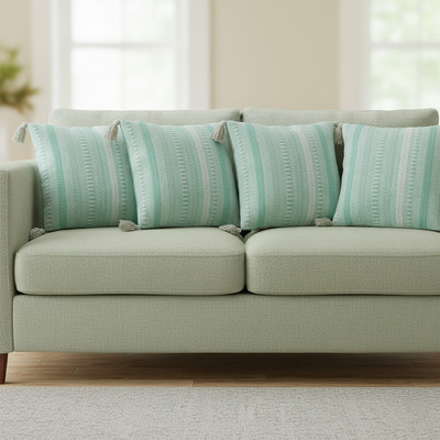 The Elvia Cotton Cushions Cover(40 cm*40 cm, Pack of 4, Green)