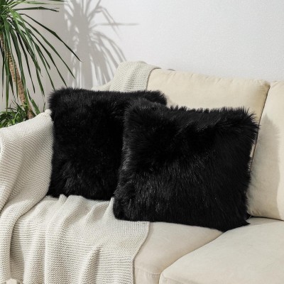 AVSHUB Plain Cushions Cover(Pack of 2, 5 cm*15 cm, Black)