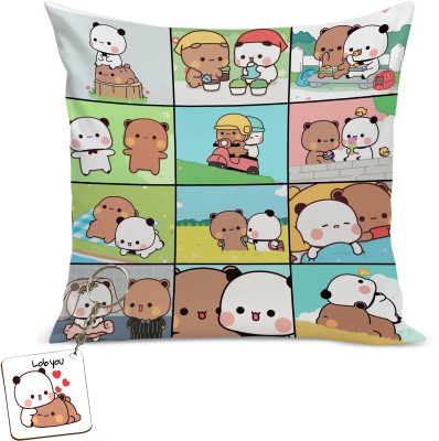 Asha Gifts Bubu Dudu Cushion Love gift for birthday|gift for Wife cushion Cover With Filler AT-5 Printed Cushions & Pillows Cover(30 cm*30 cm, Multicolor)