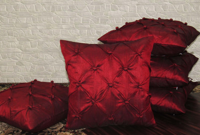 Zikrak Dupion Silk Cushions & Pillows Cover(60 cm*60 cm, Pack of 5, Maroon)