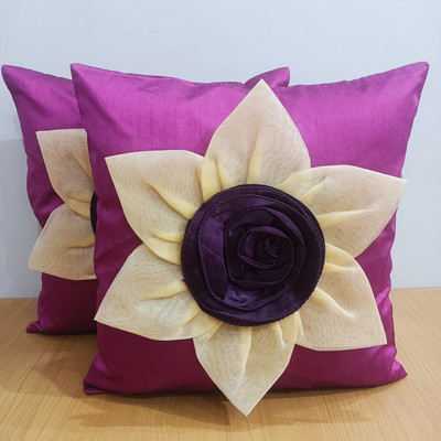 Decorline Silk Cushions & Pillows Cover(40 cm*40 cm, Pack of 2, Purple)