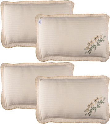 Heart Home Embroidered Pillows Cover(Pack of 4, 74 cm*50 cm, Beige)