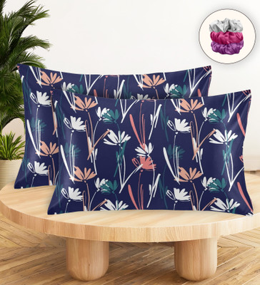Sunvibe Silk Pillows Cover(46 cm*72 cm, Pack of 2, Blue)
