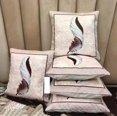 MISTYKO Velvet Pillows Cover(Pack of 5, 40.64 cm*40.64 cm, Beige)