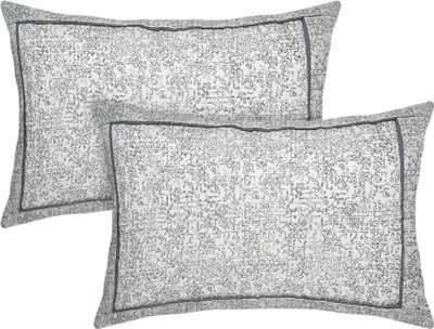 VHC Cotton Pillows Cover(43.18 cm*63.5 cm, Pack of 2, White, Black)