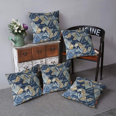 Bluegrass Printed Cushions Cover(Pack of 5, 50 cm*50 cm, Blue)