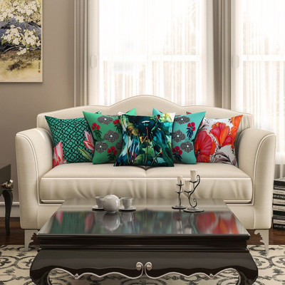 SEJ BY NISHA GUPTA Cotton Cushions Cover(Pack of 5, 40.64 cm*40.64 cm, Multicolor)