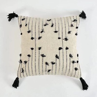 MY HOME Cotton Cushions & Pillows Cover(40 cm*40 cm, Pack of 2, Black)