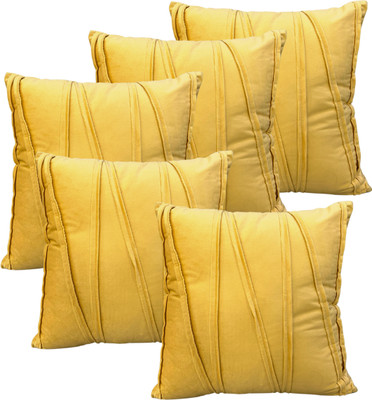 A&A Fabrics Polyester, Velvet Cushions & Pillows Cover(Pack of 5, 40.64 cm*40.64 cm, Yellow)
