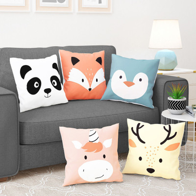 Story@home Satin, Linen Cushions Cover(40 cm*40 cm, Pack of 5, Pink, Blue)