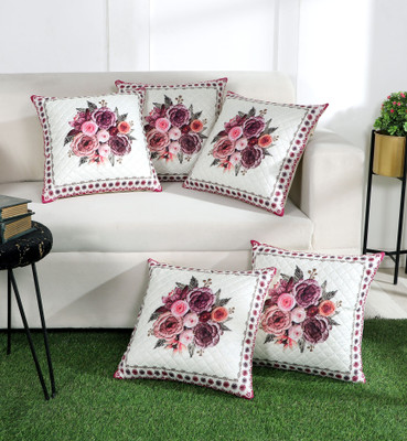 Crafteal Rexin Cushions Cover(40 cm*40 cm, Pack of 5, Pink)