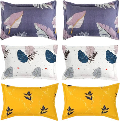 SUKHBERI Cotton Pillows Cover(43 cm*63 cm, Pack of 6, Purple, White, Yellow)