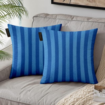 Lushomes Striped Cushions Cover(Pack of 2, 60 cm*60 cm, Dark Blue)