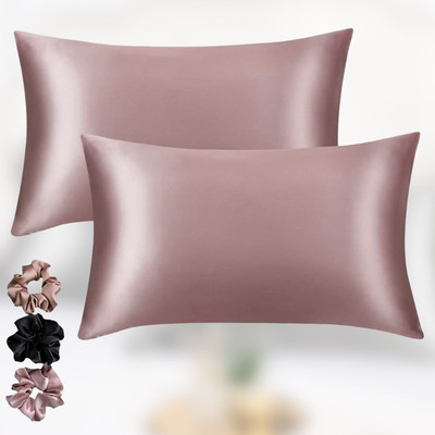 Sunvibe Satin Pillows Cover(46 cm*72 cm, Pack of 2, Peach)