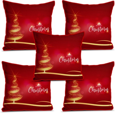 kioni Jute Cushions Cover(Pack of 5, 40 cm*40 cm, Red)