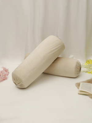 THE CONVERSION Velvet Bolsters Cover(38 cm*75 cm, Pack of 2, Cream)