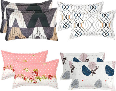 AAKRITI Cotton Pillows Cover(Pack of 8, 43 cm*69 cm, Brown, Pink, White)