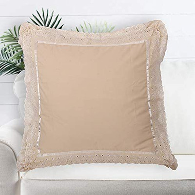 VHC Cotton Cushions Cover(40.64 cm*40.64 cm, Pack of 2, Beige)