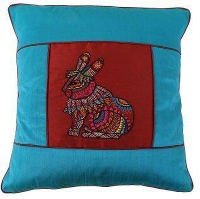 Indha Craft Embroidered Cushions Cover(Pack of 2, 40 cm*40 cm, Blue, Maroon)