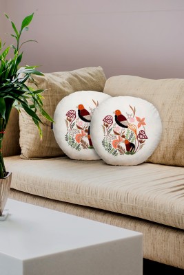 Mezposh Floral Cushions Cover(Pack of 2, 41 cm*41 cm, Beige, Multicolor)