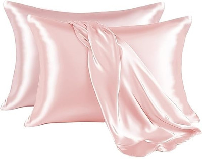 Nilesh Satin, Silk Cushions & Pillows Cover(18 cm*28 cm, Pack of 2, Peach)
