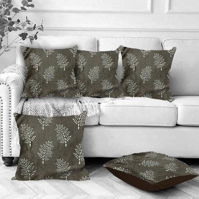 TURIYA Polyester, Cotton Cushions Cover(Pack of 5, 40 cm*40 cm, Grey)