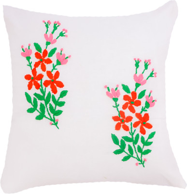 STITCHANDSTYLE Cotton Cushions Cover(40 cm*40 cm, White, Multicolor)