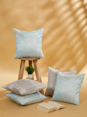 ROSARA HOME Polyester Cushions Cover(Pack of 5, 40 cm*40 cm, Blue, Grey)