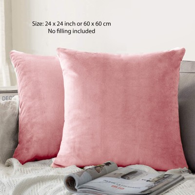 Sugarchic Plain Cushions Cover(Pack of 2, 60 cm*60 cm, Peach, Pink)