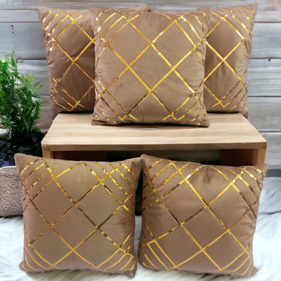 Decorline Velvet Cushions & Pillows Cover(40 cm*40 cm, Pack of 5, Gold)