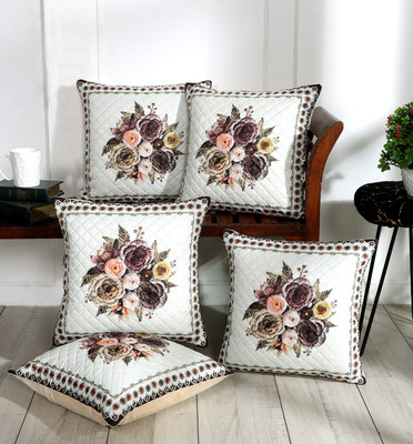 DECORHUT FAB Rexin Cushions Cover(Pack of 5, 40 cm*40 cm, White, Orange)