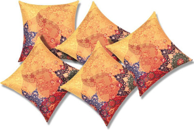 SEJ BY NISHA GUPTA Silk Cushions Cover(Pack of 5, 40.64 cm*40.64 cm, Red, Green, Blue, Yellow)