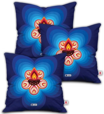 Indigifts Satin Cushions Cover(Pack of 3, 30 cm*30 cm, Blue)