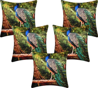 VHC Polycotton, Silk Cushions Cover(40 cm*40 cm, Pack of 5, Blue, Green)