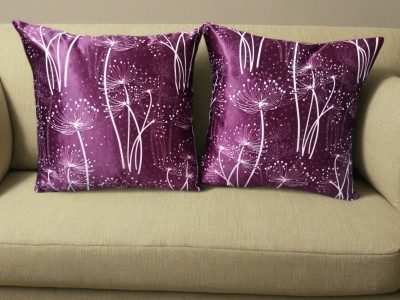 Best Price Faux Silk Cushions Cover(Pack of 2, 35 cm*35 cm, Purple, White)