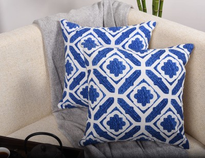 DecoGhar Cotton Cushions & Pillows Cover(Pack of 2, 40 cm*40 cm, Blue)