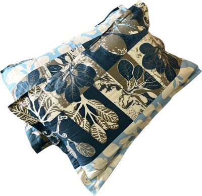 Threads & Yarn Floral Pillows Cover(Pack of 2, 43 cm*68 cm, Blue, Cream)