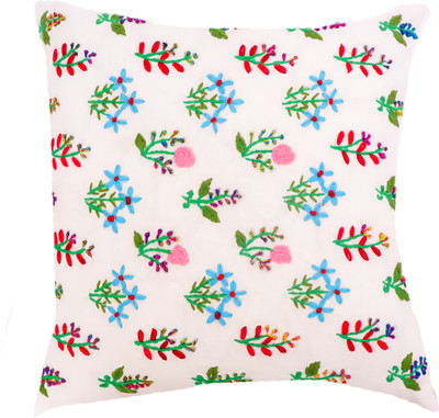 STITCHANDSTYLE Cotton Cushions Cover(40 cm*40 cm, White, Multicolor)
