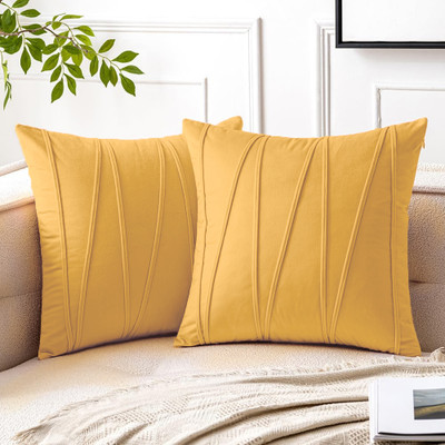 Bluegrass Velvet Cushions Cover(50 cm*50 cm, Pack of 2, Yellow)