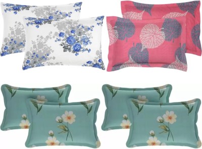 P.Rtrend Printed Pillows Cover(Pack of 8, 46 cm*69 cm, White, Pink, Green)