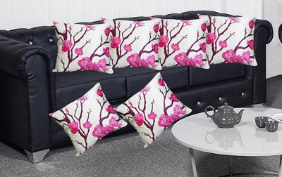 Hims Polyester Cushions Cover(50 cm*50 cm, Pack of 6, Pink)