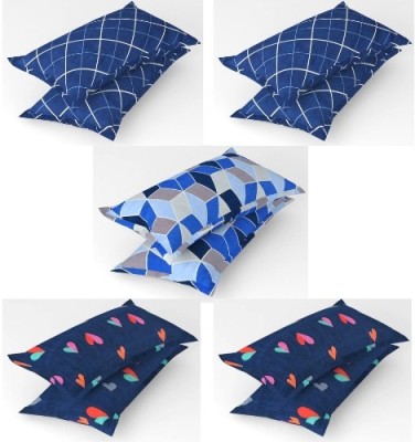 ETZA Cotton Pillows Cover(Pack of 10, 40 cm*62 cm, Blue, Dark Blue)