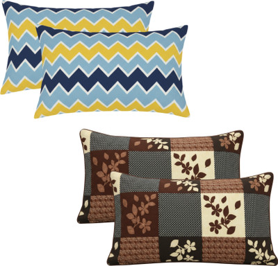 P.Rtrend Cotton Pillows Cover(68.58 cm*43.18 cm, Pack of 4, Multicolor, Brown)