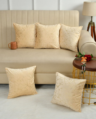Kraftiq Homes Velvet Cushions Cover(40 cm*40 cm, Pack of 5, Cream)